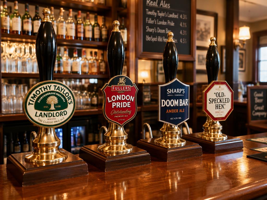Hand pulled ale pumps on the bar